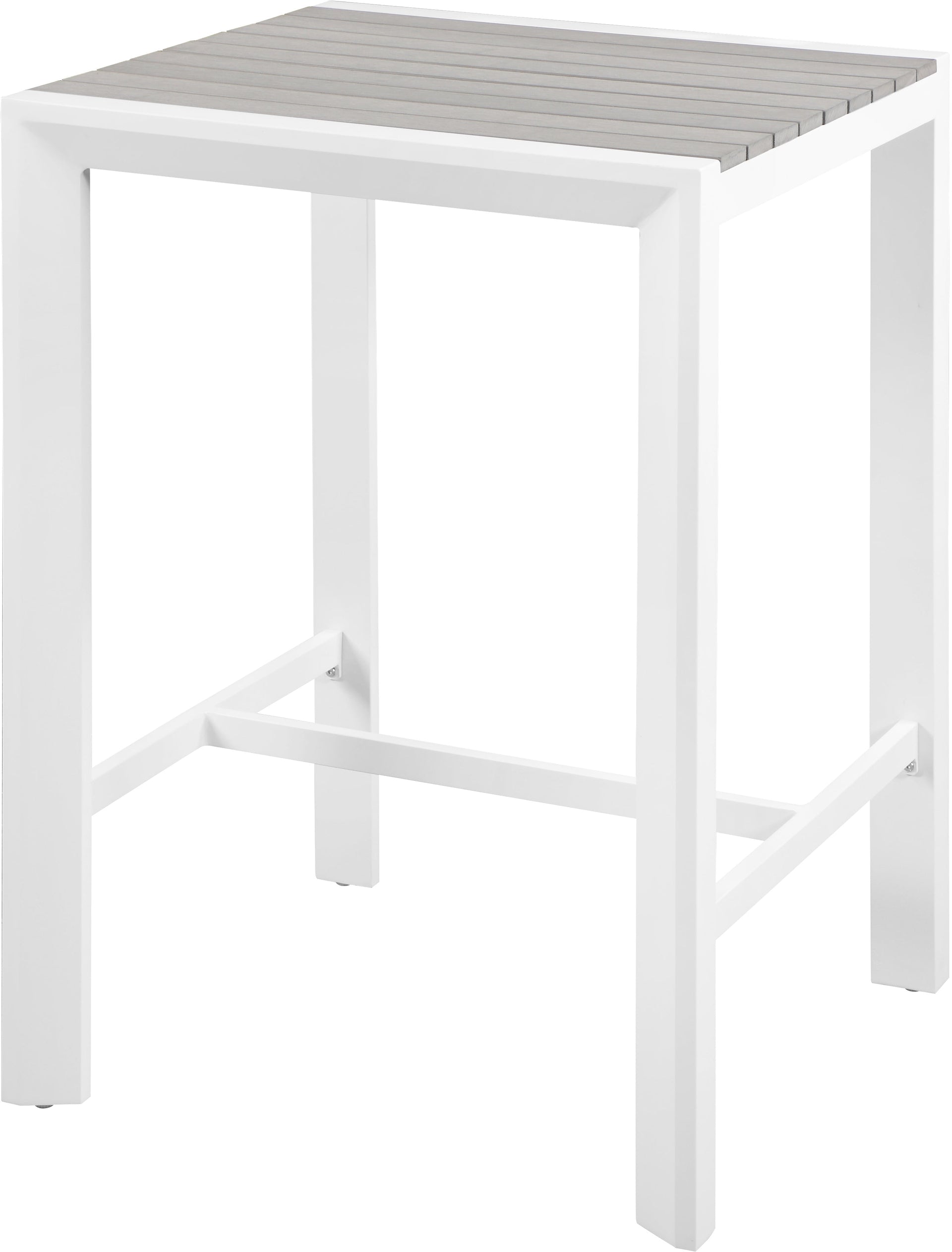 Nizuc Grey Plastic Wood Accent Paneling Outdoor Patio Aluminum Square Bar Table image