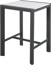 Nizuc White Plastic Wood Accent Paneling Outdoor Patio Aluminum Square Bar Table image