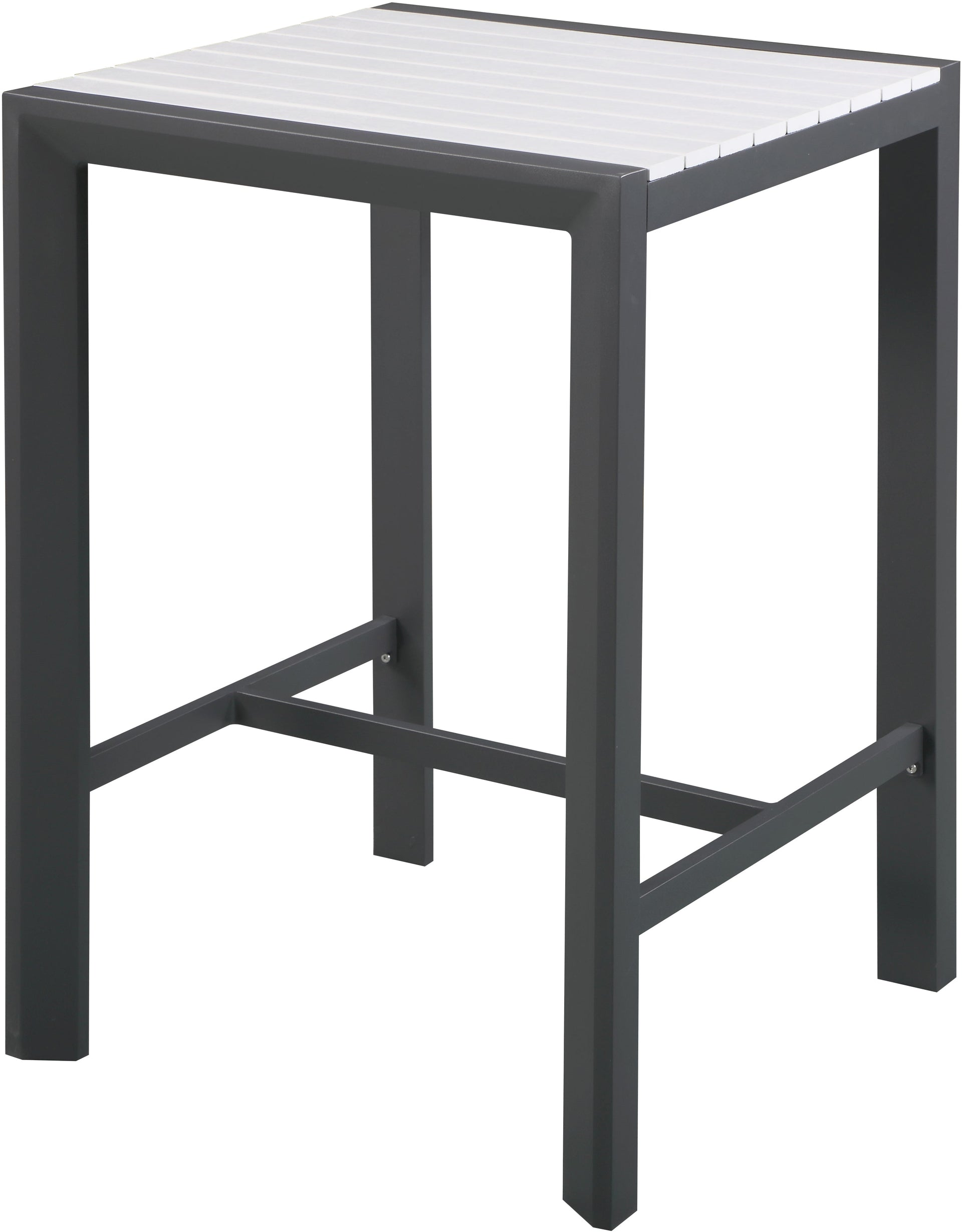 Nizuc White Plastic Wood Accent Paneling Outdoor Patio Aluminum Square Bar Table image