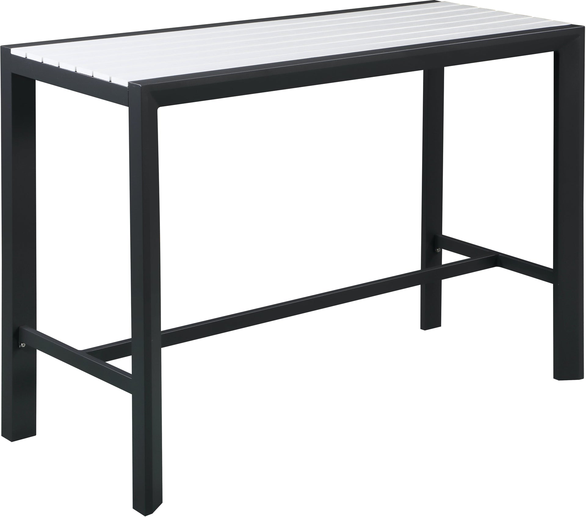 Nizuc White Plastic Wood Accent Paneling Outdoor Patio Aluminum Rectangle Bar Table image