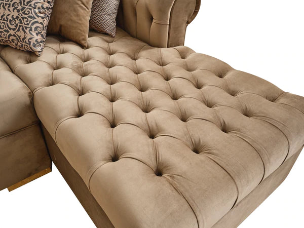 Audrey Velvet Mocha RAF Chaise Sectional, COMING SOON.