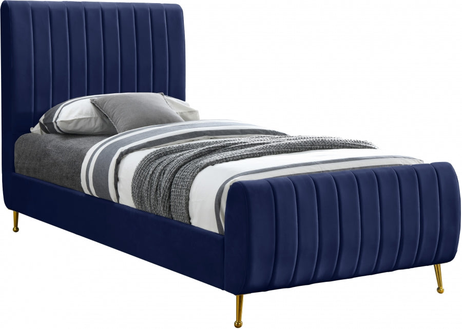 Cama Twin Terciopelo Zara Azul