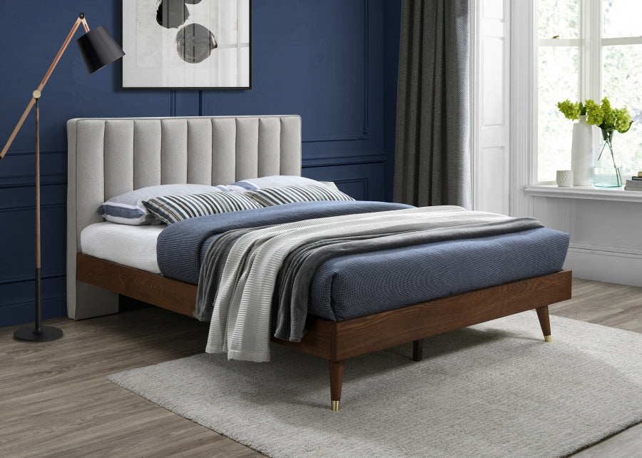 Cama moderna de lino y poliéster Vance Mid-Century