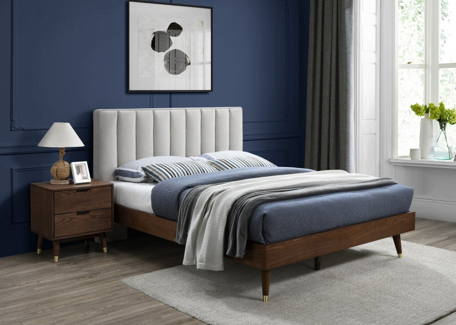 Cama moderna de lino y poliéster Vance Mid-Century