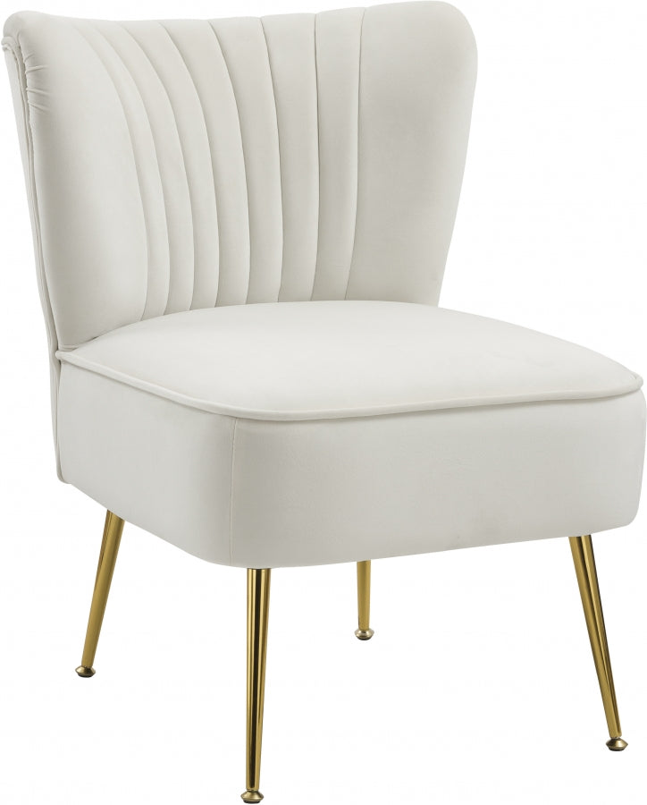 Tess Velvet Accent Chair Cream