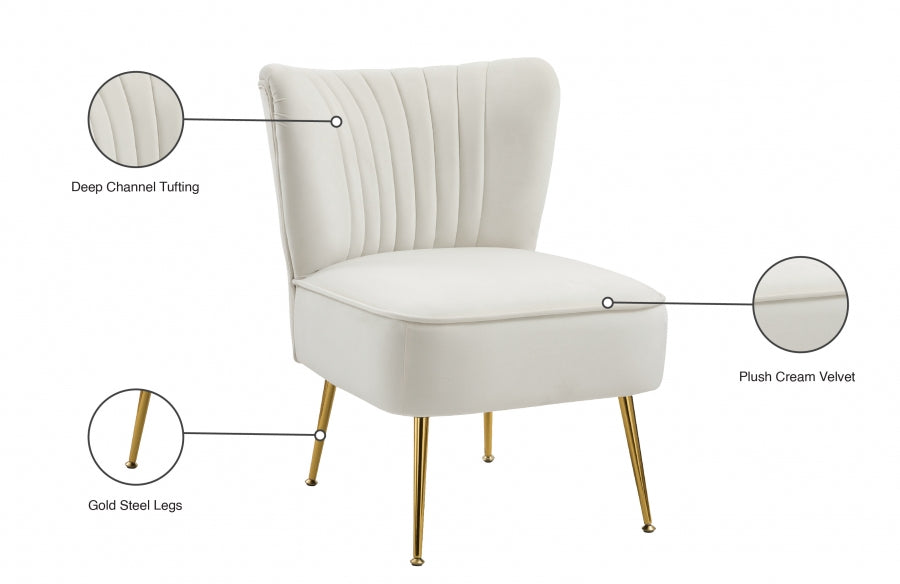 Tess Velvet Accent Chair Cream