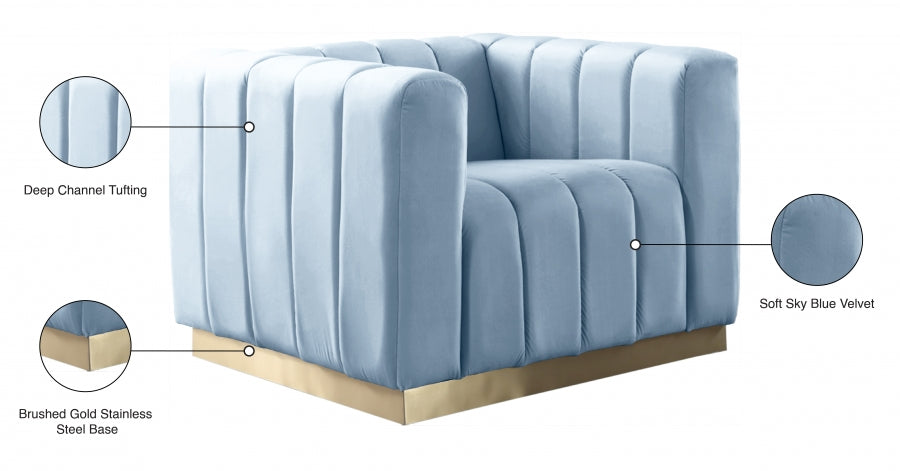 Silla Marlon Terciopelo Azul Claro