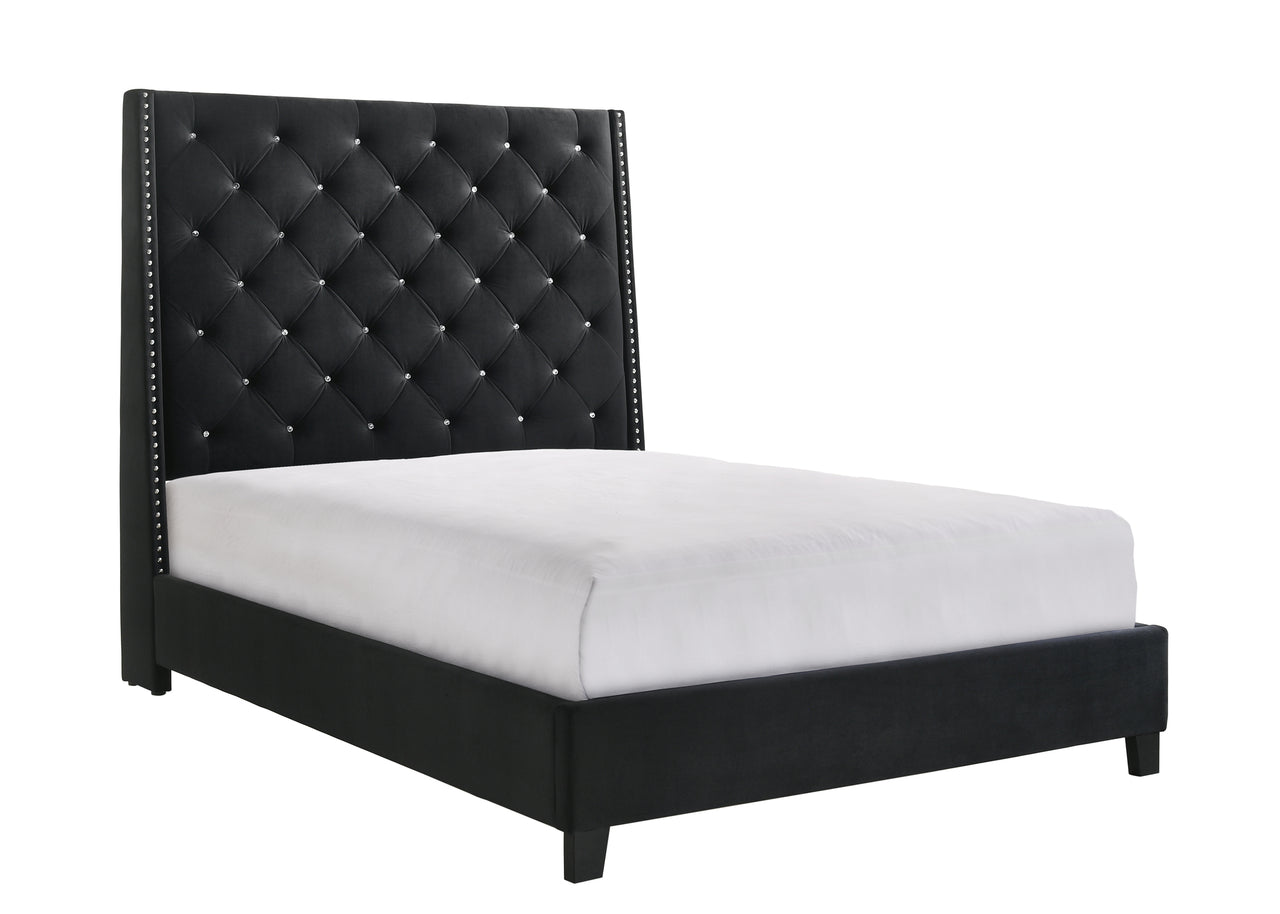 5265 BK CAMA CHANTILLY CABECERO ALTO CAPITON NEGRO