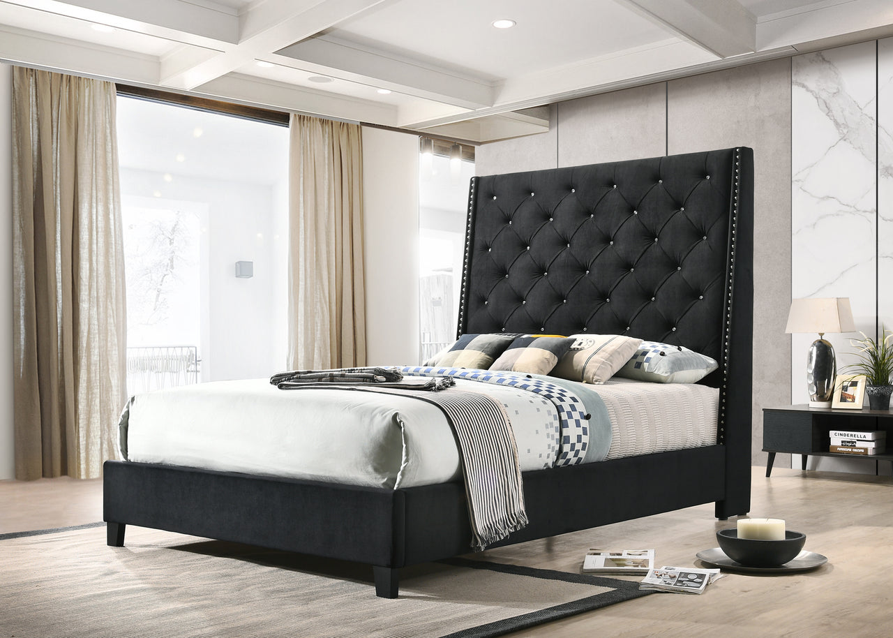 5265 BK CAMA CHANTILLY CABECERO ALTO CAPITON NEGRO