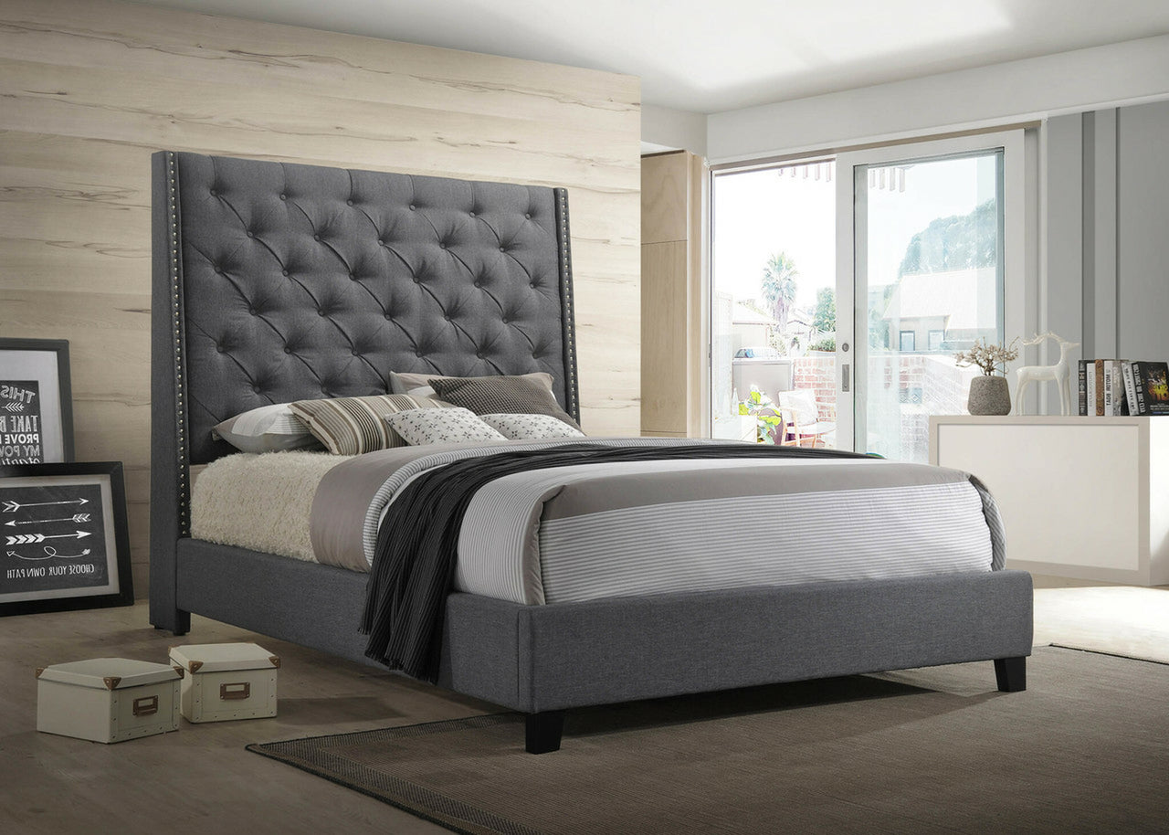 5265 GY CAMA CHANTILLY CABECERO ALTO GRIS / SÓLO CAMA QUEEN