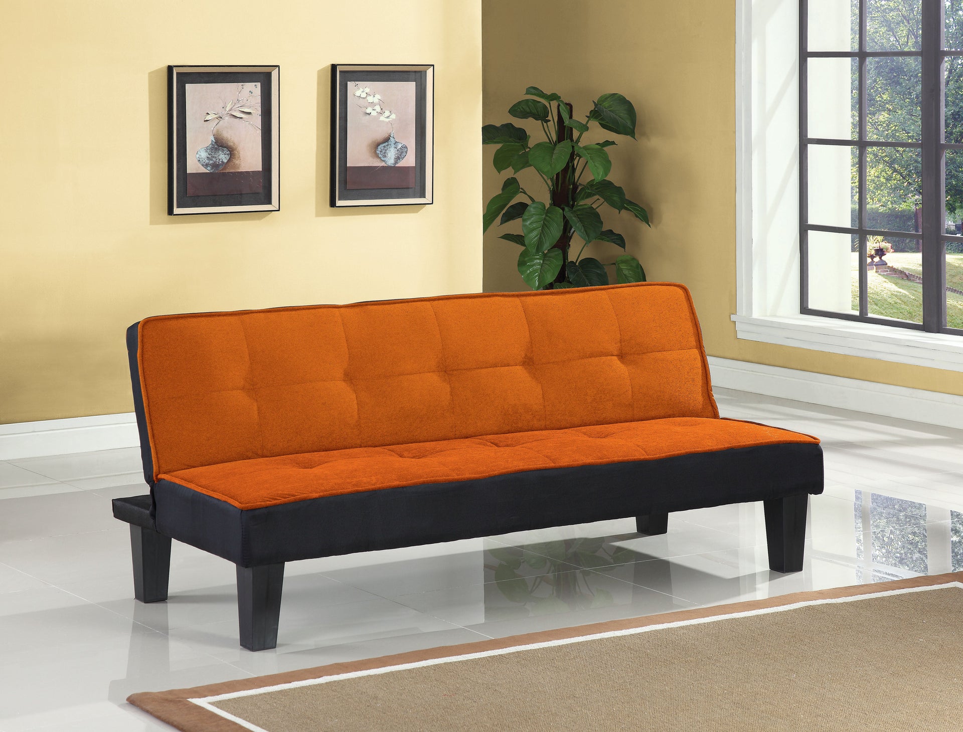 Hamar Orange Flannel Fabric Adjustable Sofa image