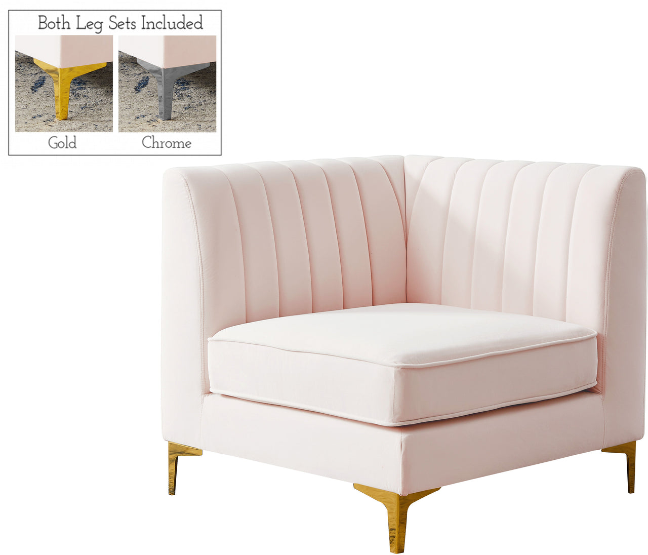 Alina Pink Velvet Corner Chair image