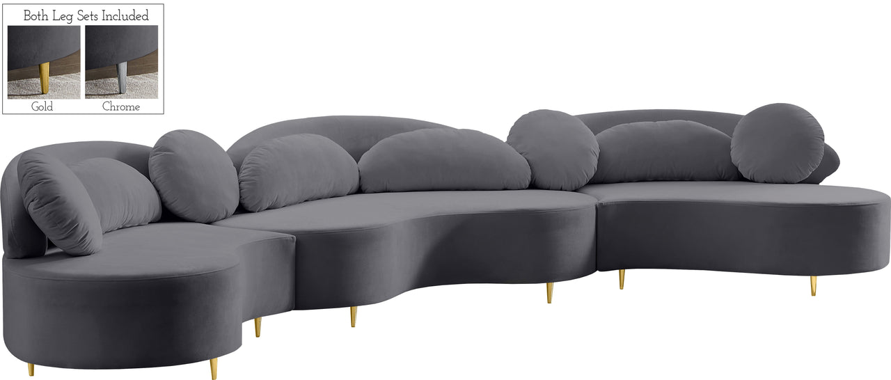 Vivacious Grey Velvet 3pc. Sectional (3 Boxes) image