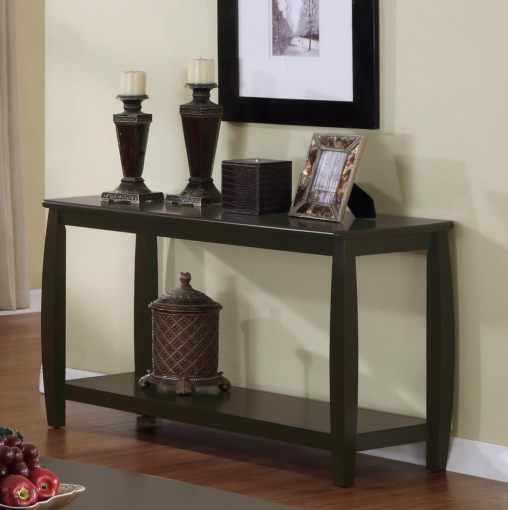 Wood Top Espresso Sofa Table image