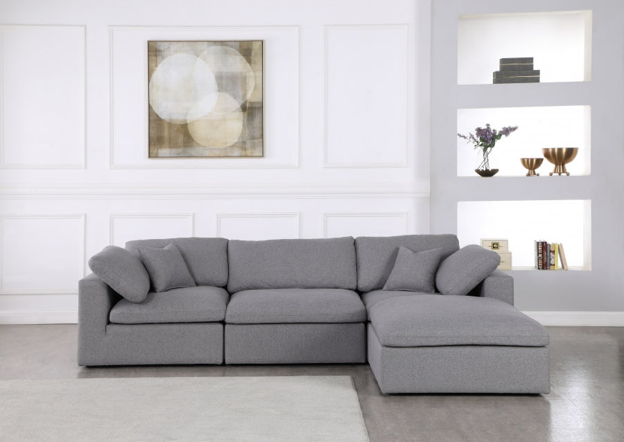 Serene Linen Deluxe Modular Relleno de plumón Comodidad tipo nube Seccional reversible con relleno