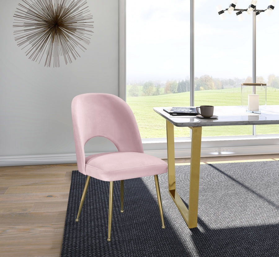 Silla de comedor Logan de terciopelo rosa