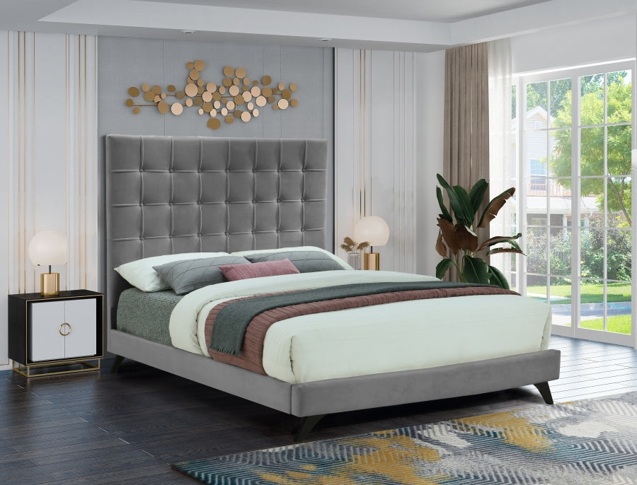 Cama Elly Terciopelo Gris