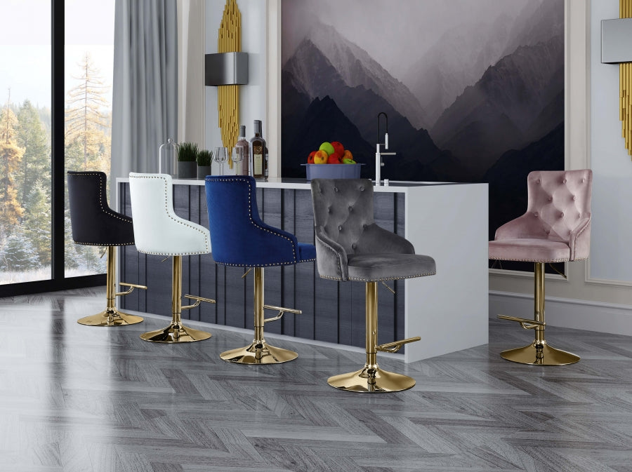 Barra ajustable de terciopelo Claude | Taburete Alto Oro Blanco