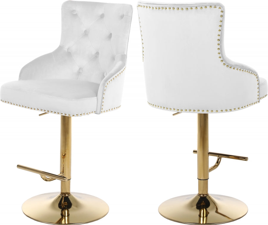 Barra ajustable de terciopelo Claude | Taburete Alto Oro Blanco