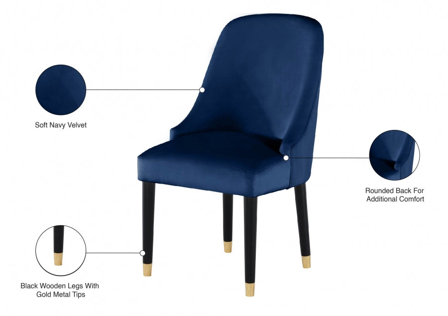 Silla de comedor Omni de terciopelo azul