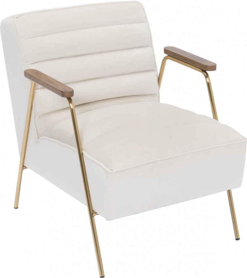 Silla decorativa Woodford de terciopelo blanco