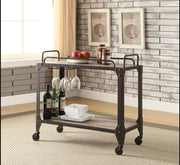 Caitlin Rustic Oak & Black Serving Cart image