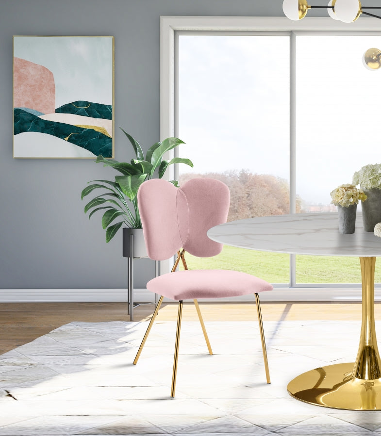 Silla de comedor Angel de terciopelo rosa