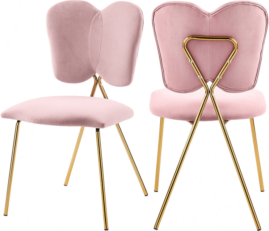 Silla de comedor Angel de terciopelo rosa