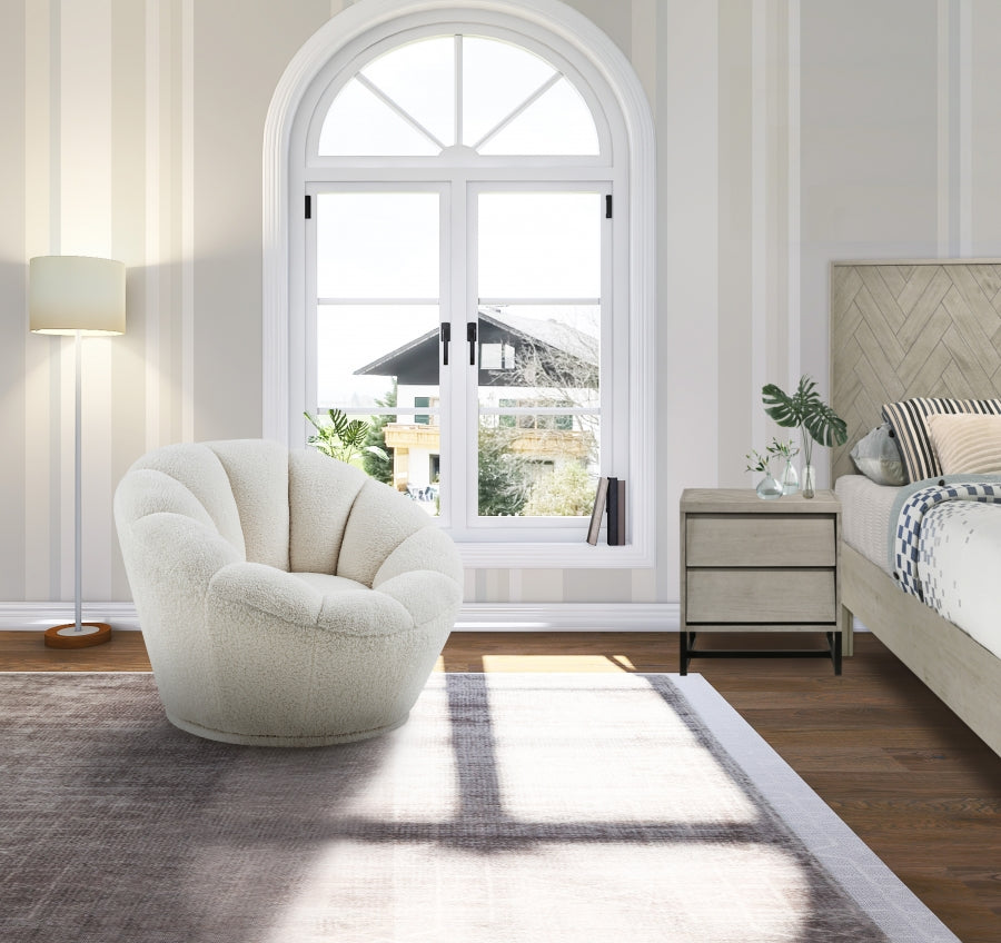 Silla decorativa Dream de piel de oveja sintética, color blanco