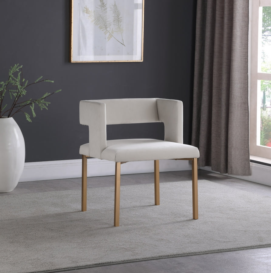 Silla de comedor Caleb de terciopelo crema
