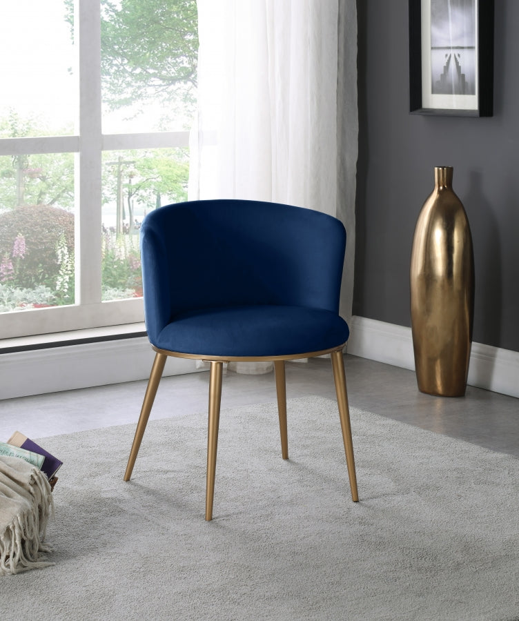Silla de comedor Skylar de terciopelo azul