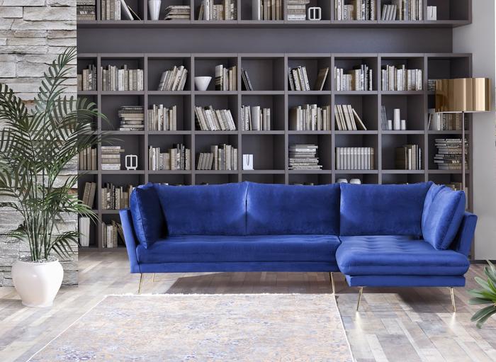 Nessa Blue Velvet RAF Sectional, COMING SOON.