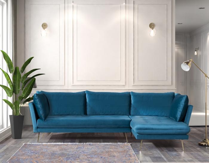 Nessa Teal Velvet RAF Sectional, COMING SOON.