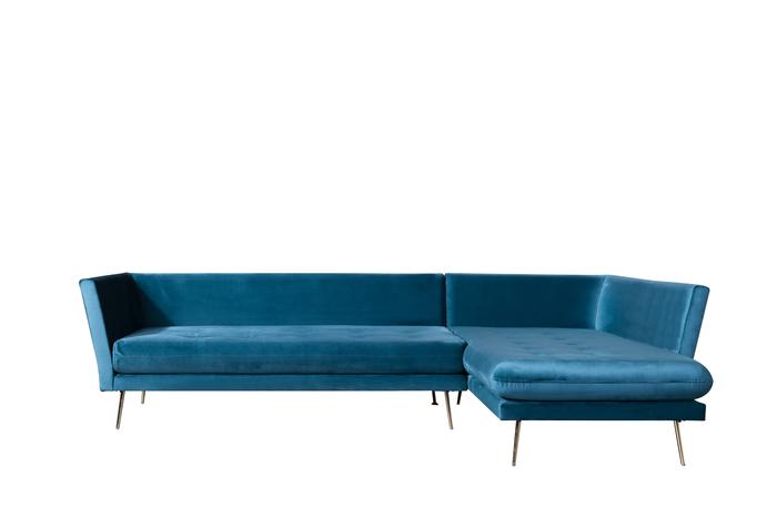 Nessa Teal Velvet RAF Sectional, COMING SOON.