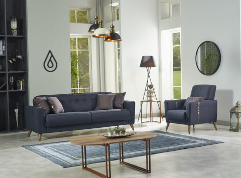 Akron Convertible Livingroom Set Navy.