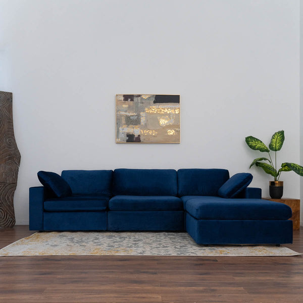 Arny Navy Velvet Large Modern Reversible Sectional COMING SOON.