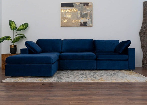 Arny Navy Velvet Large Modern Reversible Sectional COMING SOON.