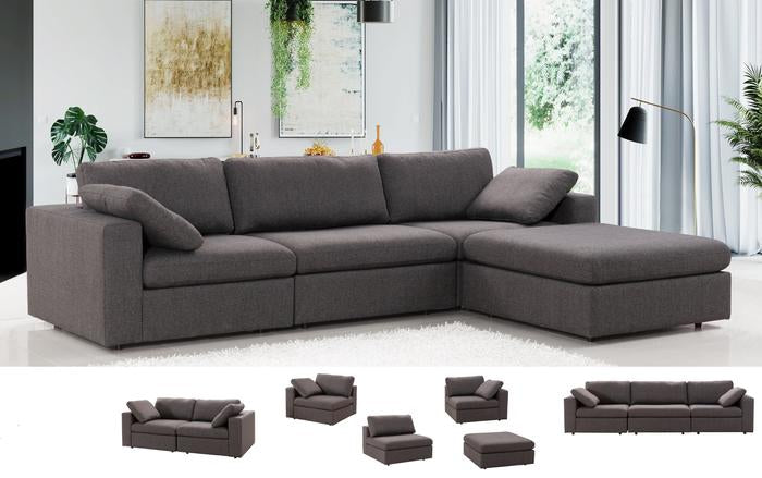 Arny Smoke Large Modular Sectional