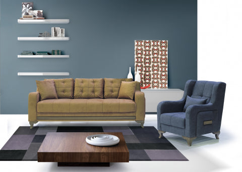 Atlantis Convertible Livingroom Set Mustard/Grey