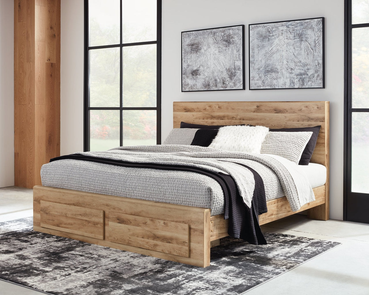 Cama con almacenamiento de paneles Hyanna