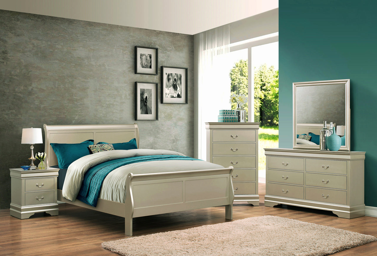 SETB3450 COLECCIÓN DORMITORIO LOUIS PHILIP CHAMPAGNE JUEGO DE 4 PIEZAS.