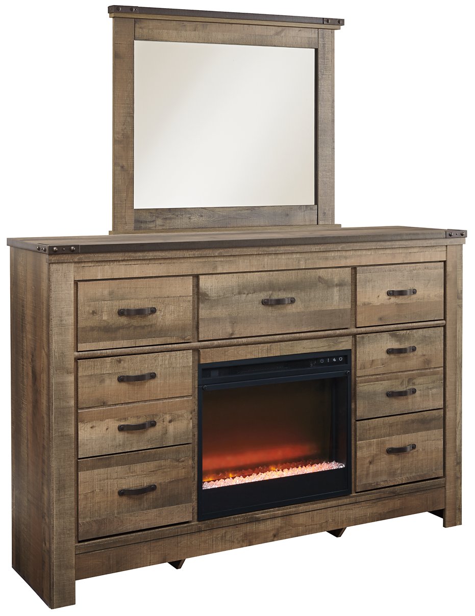 Trinell Dresser and Mirror with Fireplace image