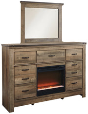 Trinell Dresser and Mirror with Fireplace image
