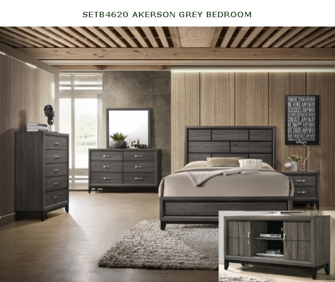 SETB4620 JUEGO DE 4 PIEZAS PARA DORMITORIO GRIS AKERSON. 