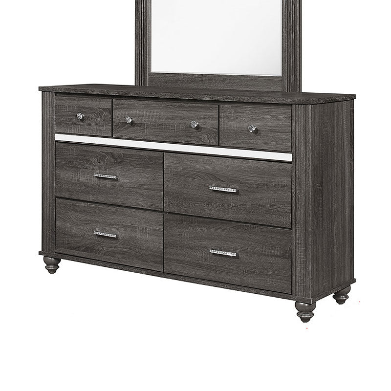 SETB9520 GRUPO DE DORMITORIO CON PLATAFORMA GRIS GASTON SET DE 4 PIEZAS. 