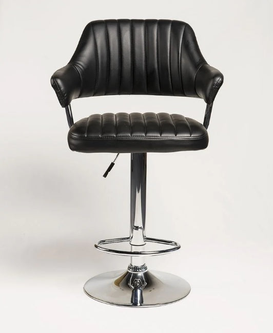 Taburete de bar de cuero negro BS109-BK.