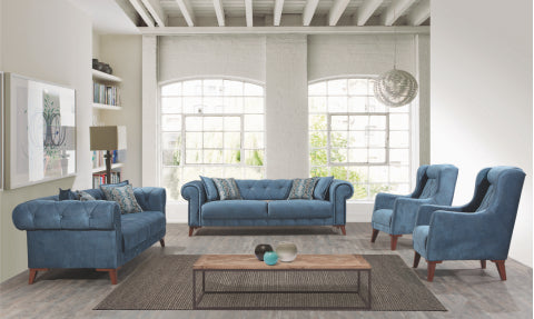 Bernardo Convertible Livingroom Set Ocean Blue.Coming Soon