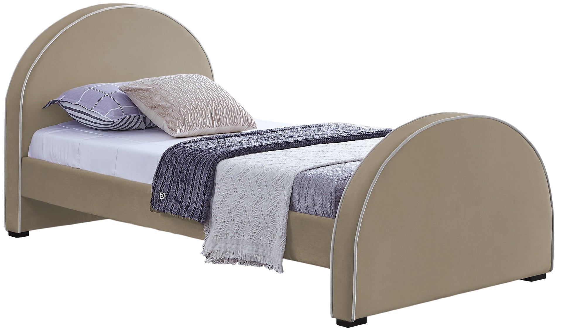 Brody Beige Velvet Twin Bed image