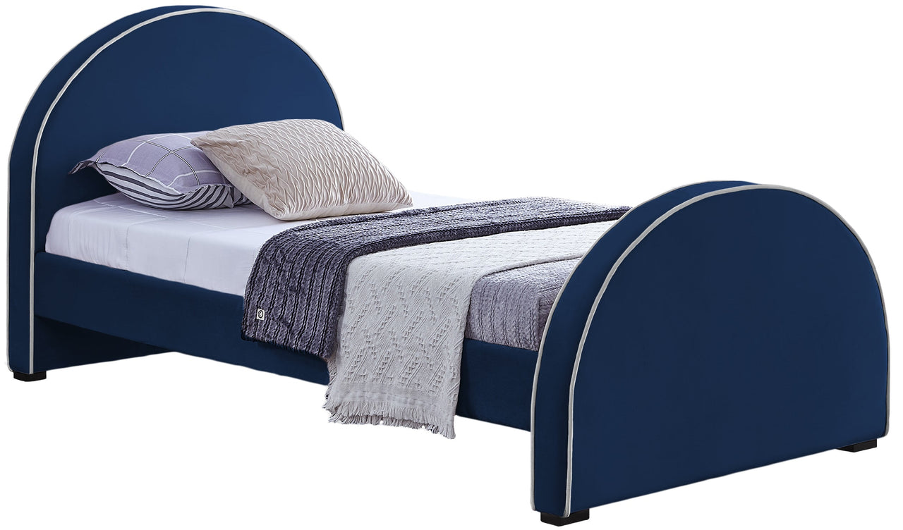Brody Navy Velvet Twin Bed image