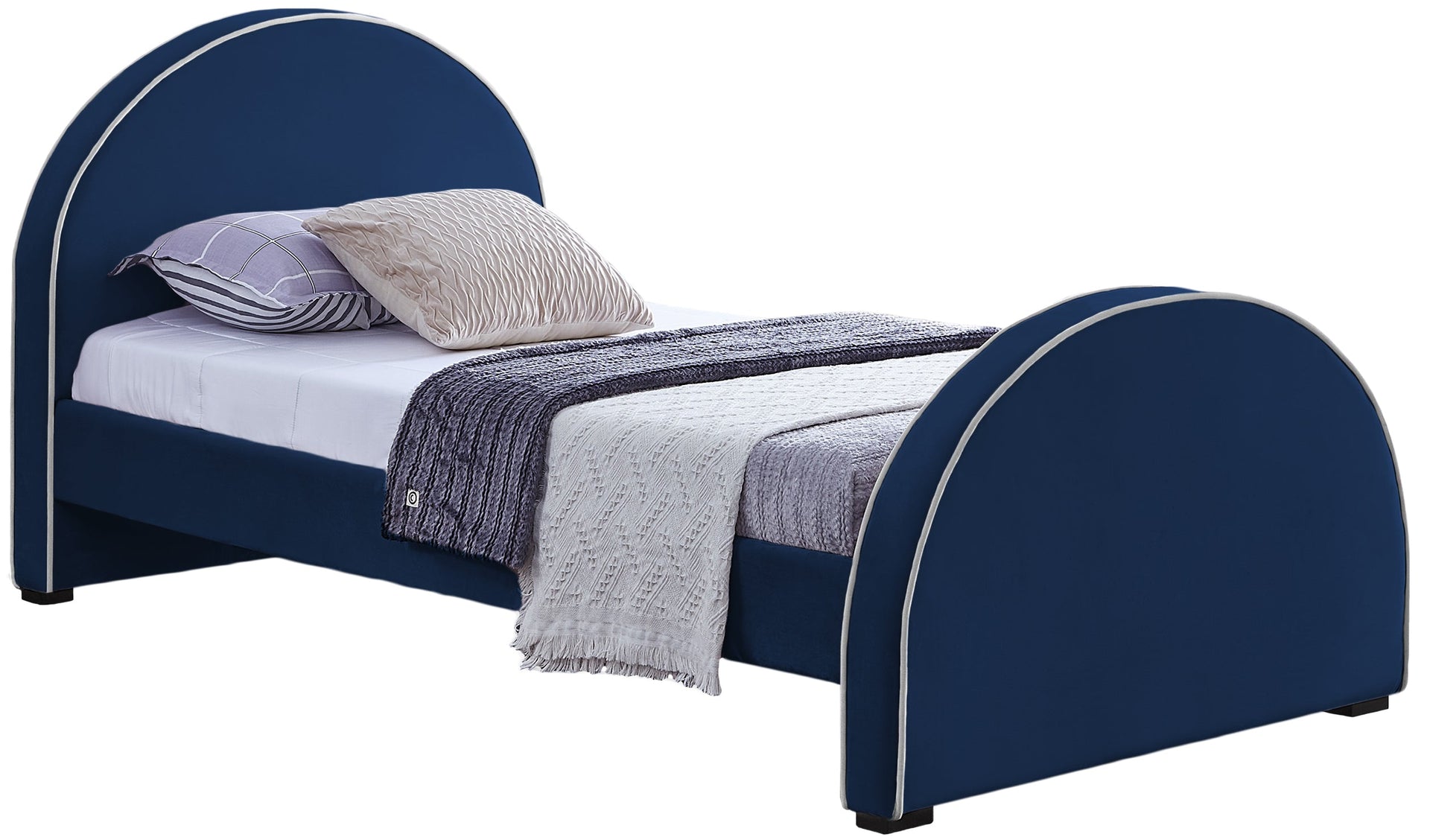 Brody Navy Velvet Twin Bed image